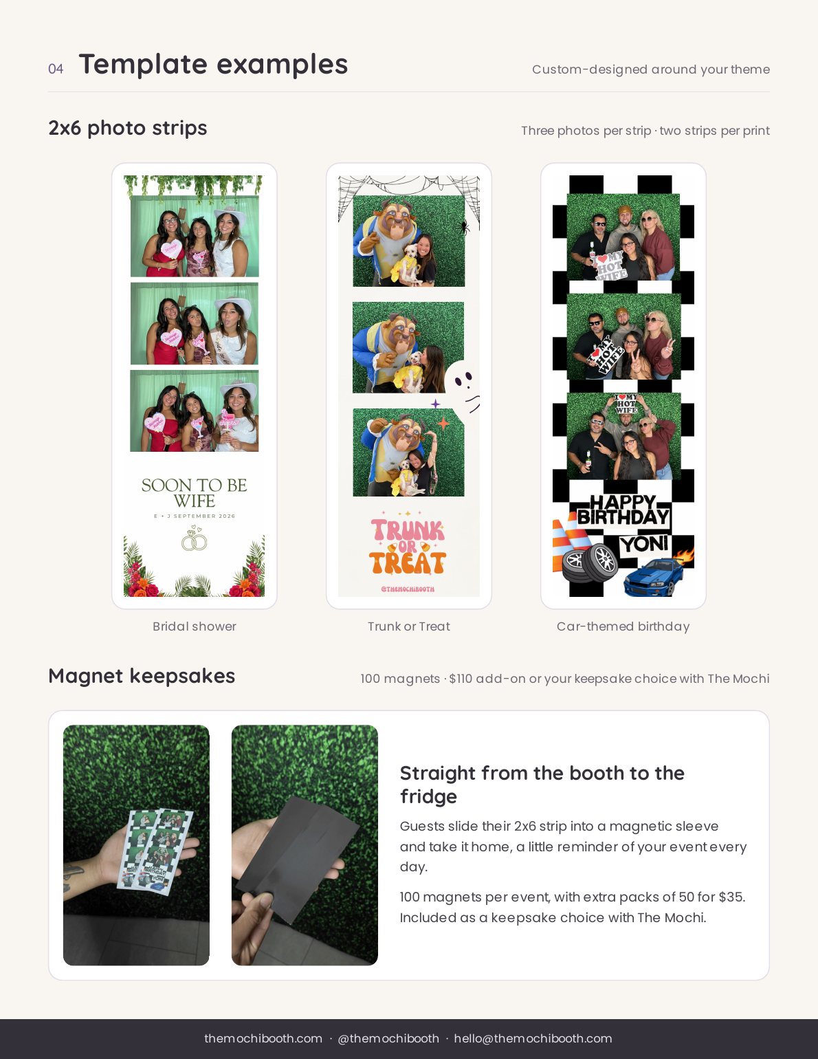 Template examples: 2x6 photo strips and magnet keepsakes